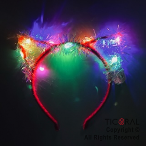 VINCHA OREJAS GATO CALADA CON LAME LUMINOSA COLORES x 12